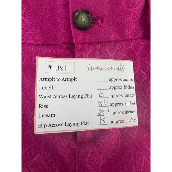 Banana Republic Camden Pink Geometric Texture Print Low Rise Pockets Pants 2 - Picture 8 of 8